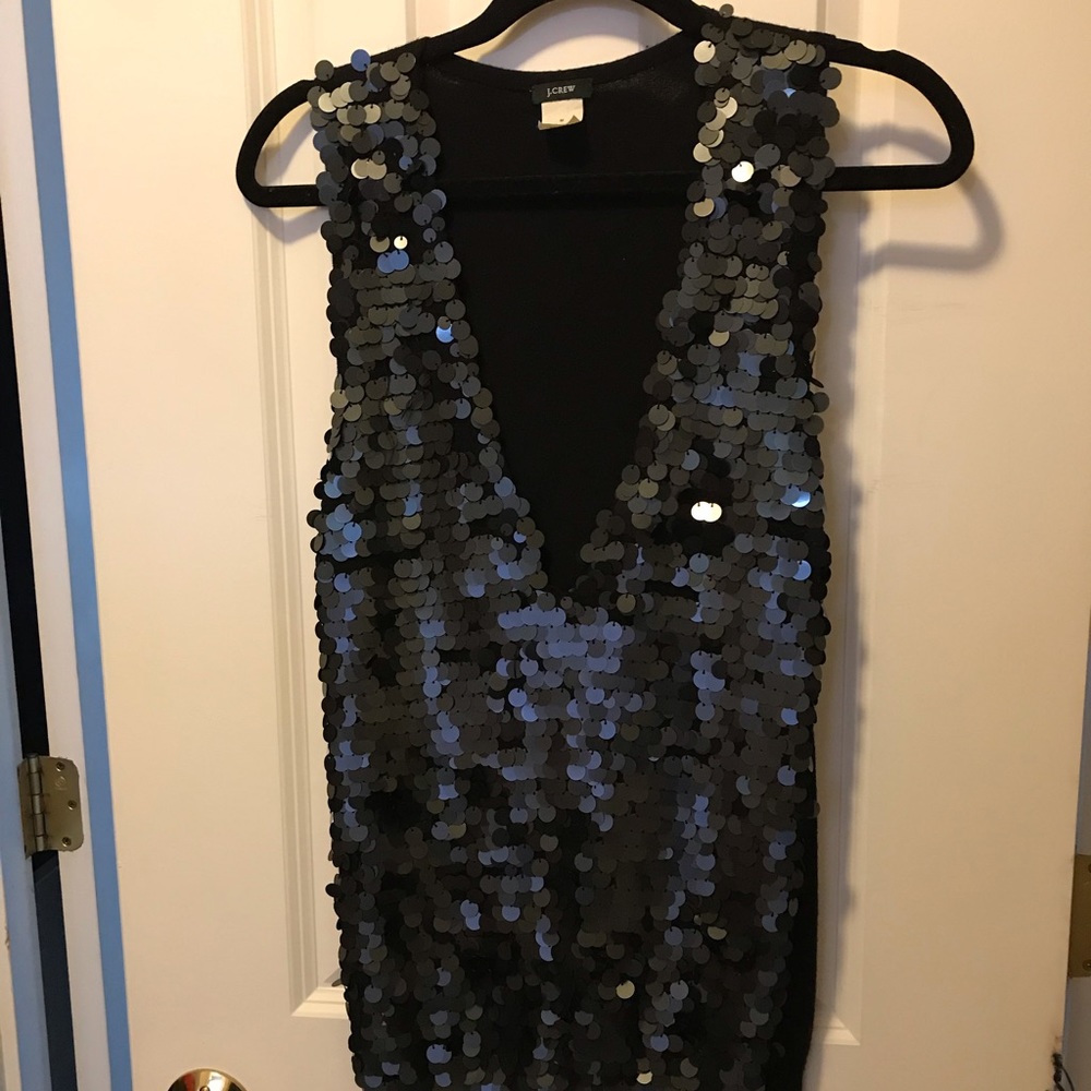 JCrew Deep Vneck Sequined Sweater Vest.